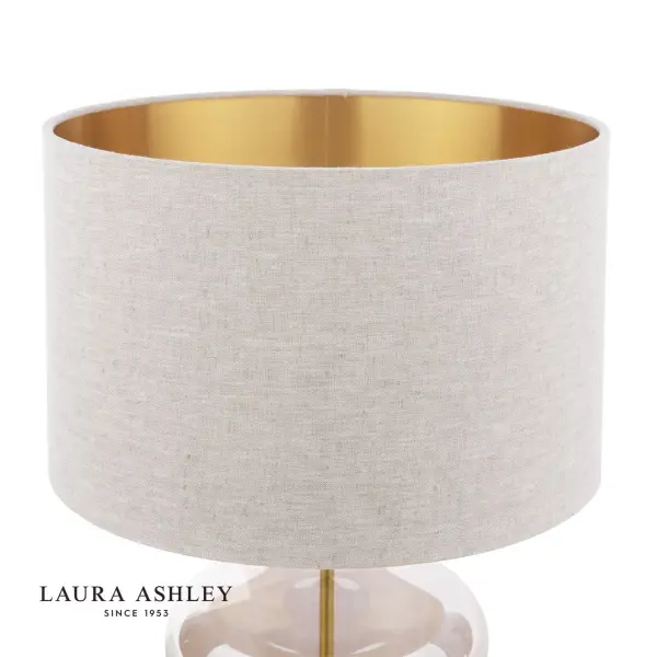 Ockley Touch Table Lamp Antique Brass & Champagne Glass C/W Shade