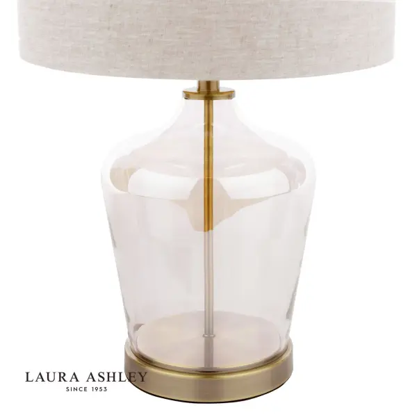 Ockley Touch Table Lamp Antique Brass & Champagne Glass C/W Shade