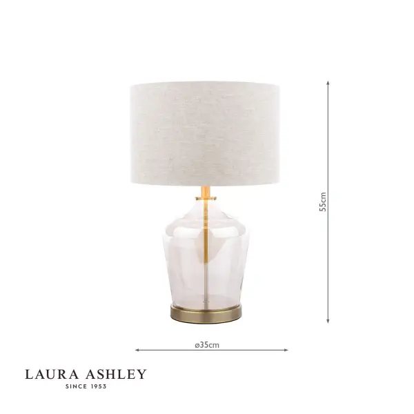 Ockley Touch Table Lamp Antique Brass & Champagne Glass C/W Shade