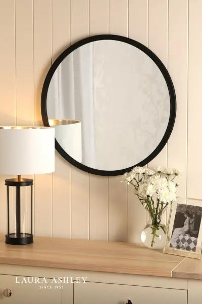 Harrington Mirror Matt Black and Mirror 60cm