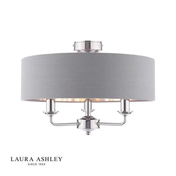 Sorrento Polished Nickel Semi Flush Light C/W Charcoal Shade