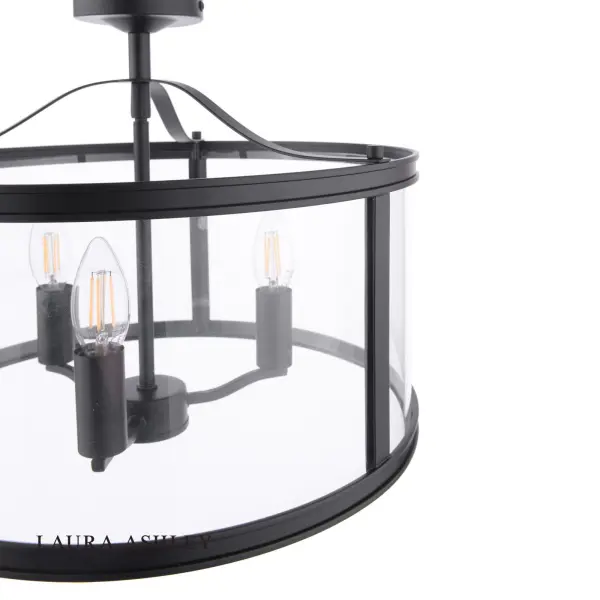 Harrington 3 Light Semi Flush in Matt Black