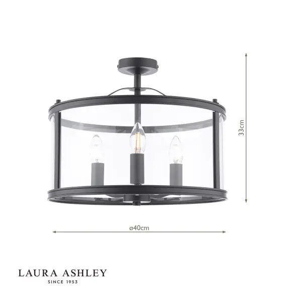 Harrington 3 Light Semi Flush in Matt Black