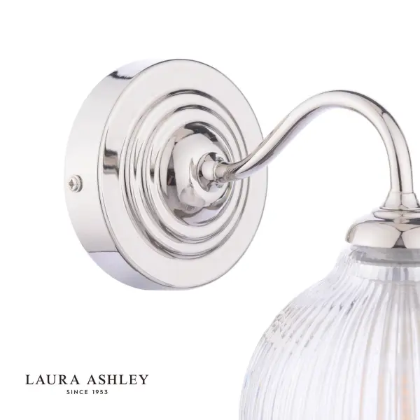 Charissa Polished Chrome & Ribbed Glass Wall Light