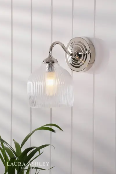 Charissa Polished Chrome & Ribbed Glass Wall Light