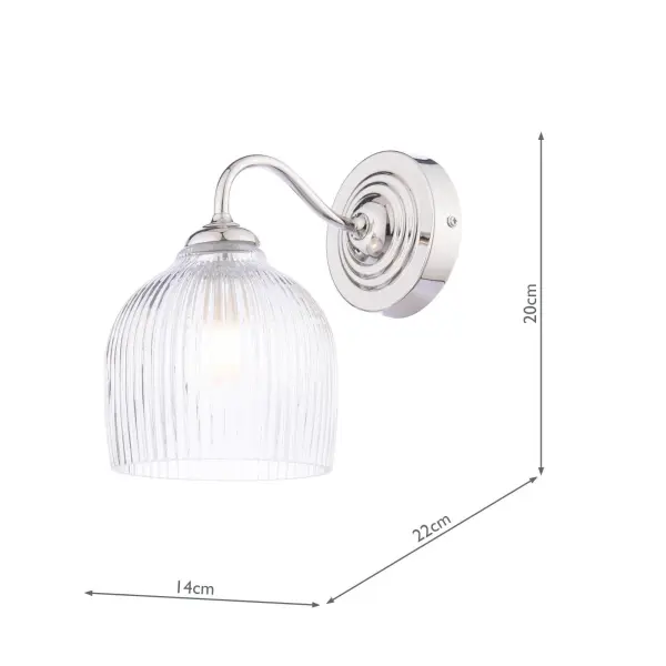 Charissa Polished Chrome & Ribbed Glass Wall Light