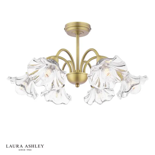 Kerswell 6 Light Semi Flush Fitting in Antique Brass