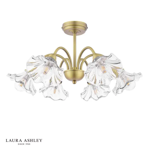Kerswell 6 Light Semi Flush Fitting in Antique Brass