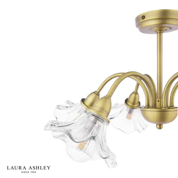 Kerswell 6 Light Semi Flush Fitting in Antique Brass