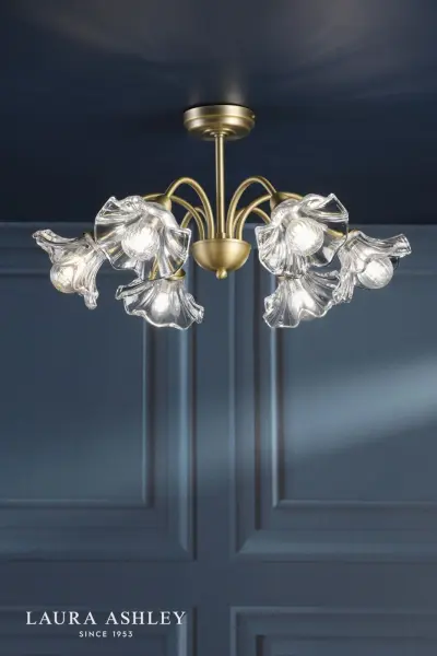 Kerswell 6 Light Semi Flush Fitting in Antique Brass