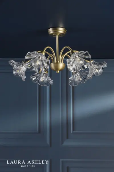 Kerswell 6 Light Semi Flush Fitting in Antique Brass