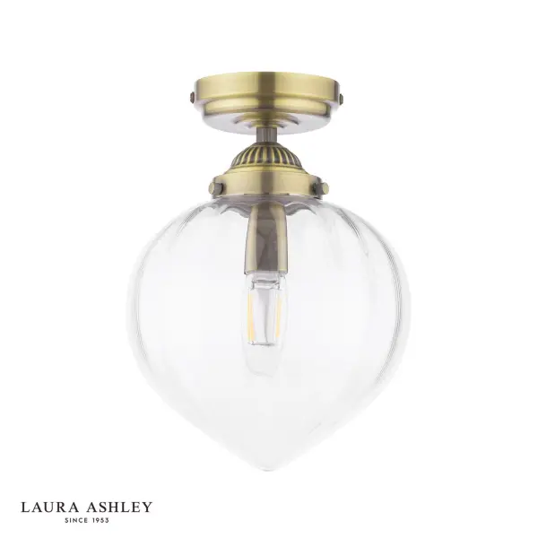 Whitham Antique Brass Bathroom Semi Flush IP44