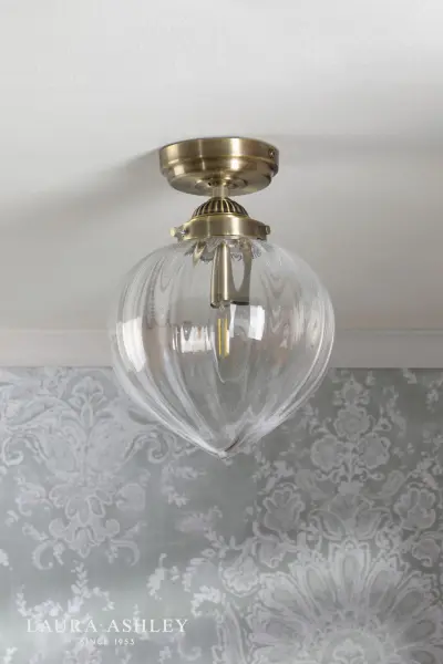 Whitham Antique Brass Bathroom Semi Flush IP44