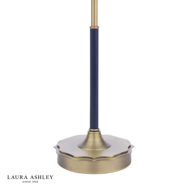 Denwick Antique Brass Table Lamp C/W Blue Shade