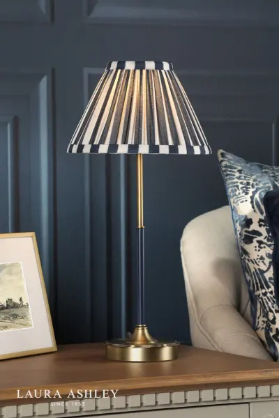 Denwick Antique Brass Table Lamp C/W Blue Shade
