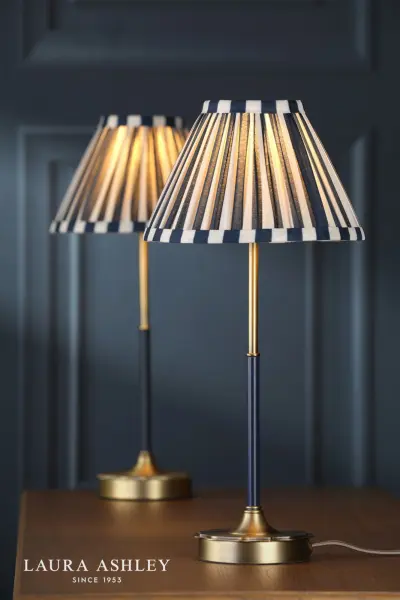 Denwick Antique Brass Table Lamp C/W Blue Shade
