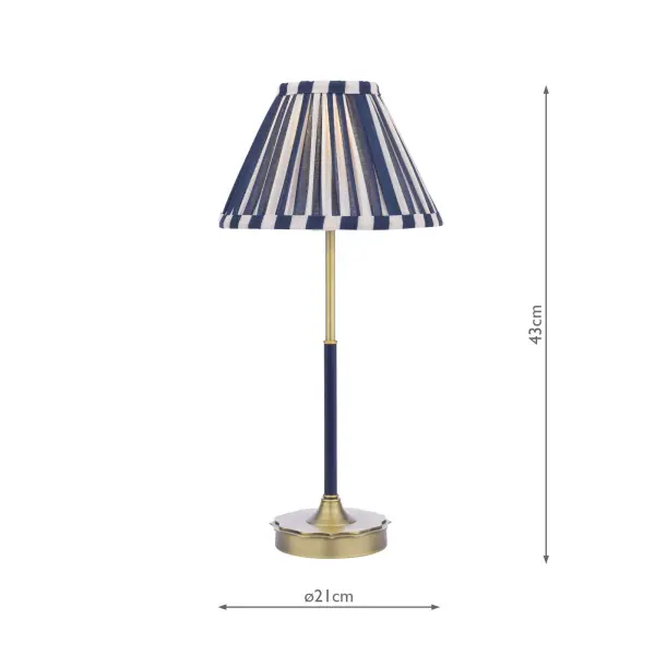 Denwick Antique Brass Table Lamp C/W Blue Shade