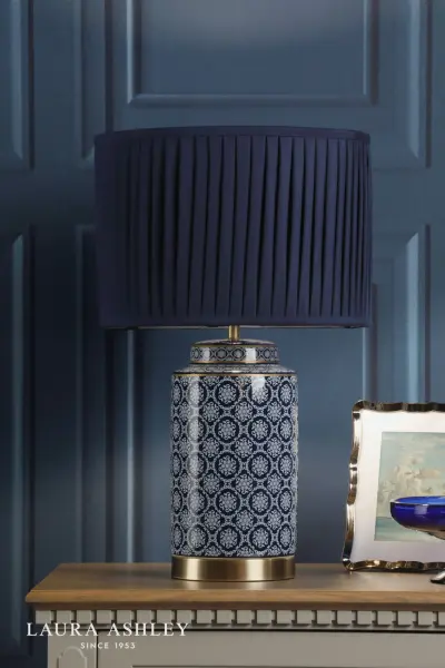 Knipton Antique Brass & Blue Table Lamp C/W Shade