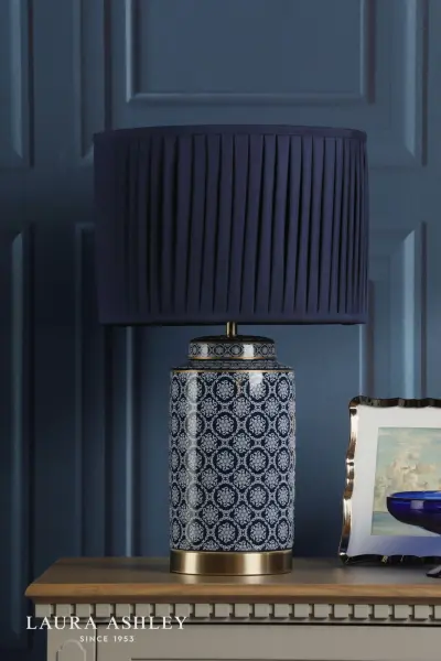 Knipton Antique Brass & Blue Table Lamp C/W Shade