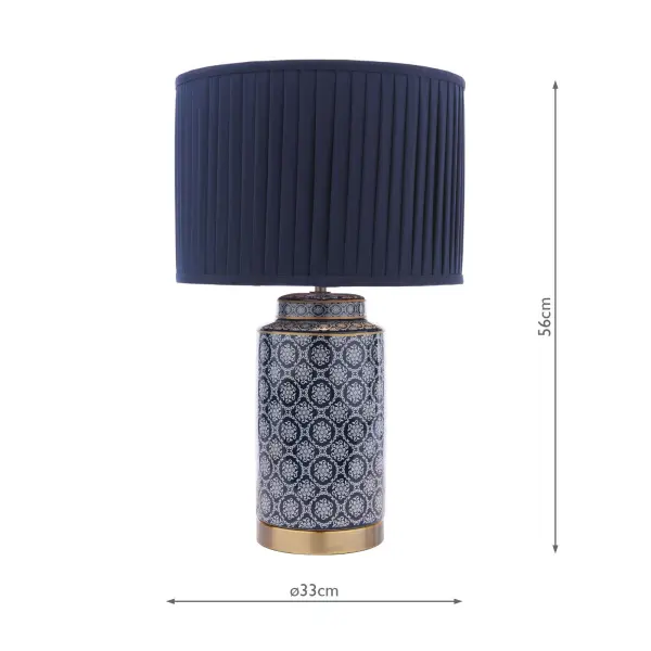 Knipton Antique Brass & Blue Table Lamp C/W Shade