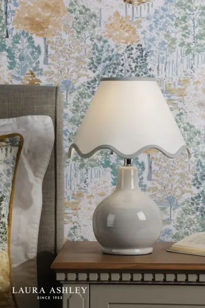 Bramhope Grey Ceramic Table Lamp C/W Shade