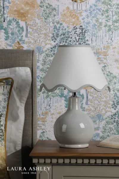 Bramhope Grey Ceramic Table Lamp C/W Shade