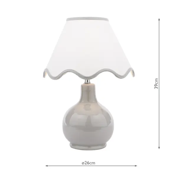 Bramhope Grey Ceramic Table Lamp C/W Shade