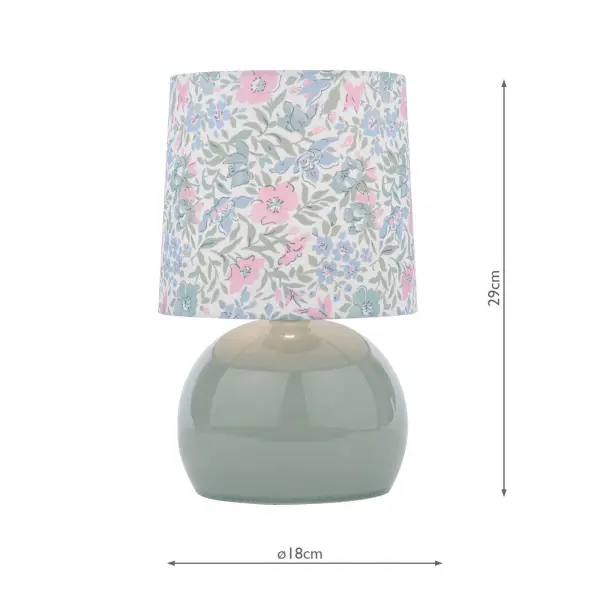 Sherston Green & Blue Table Lamp C/W Patterned Shade