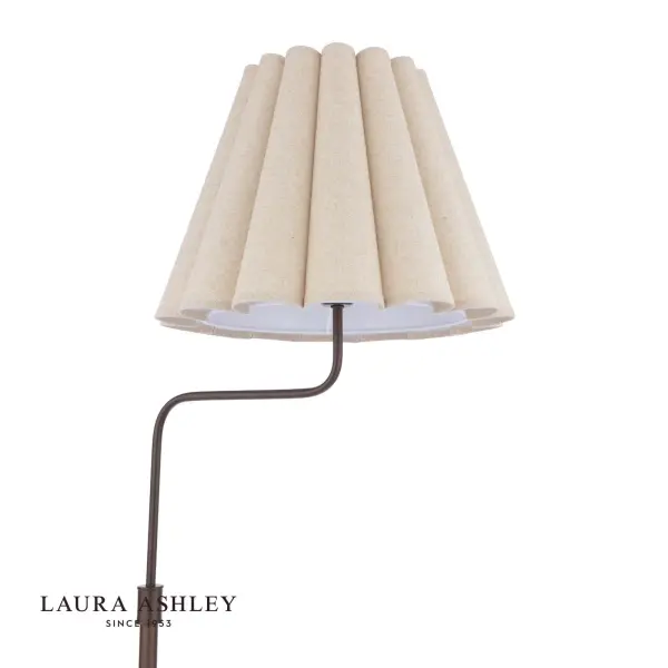 Holwell Antique Bronze Floor Lamp C/W Natural  Shade