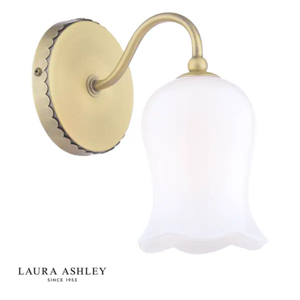 Lidsell Antique Brass Wall Fitting with Opal Glass