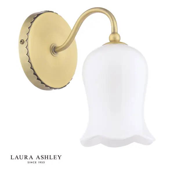 Lidsell Antique Brass Wall Fitting with Opal Glass
