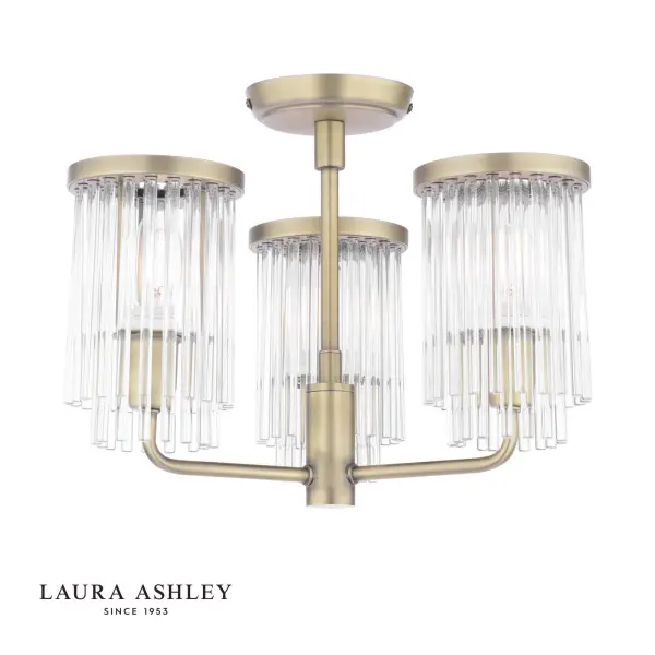 Hilcote 3 Light Antique Brass Semi Flush Fitting