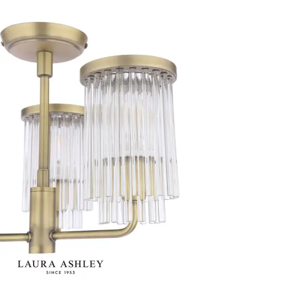Hilcote 3 Light Antique Brass Semi Flush Fitting