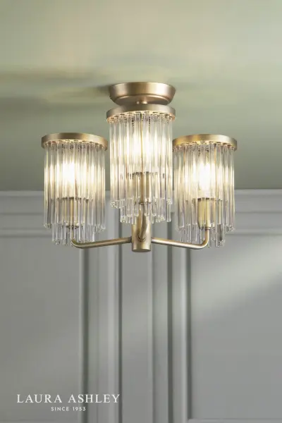 Hilcote 3 Light Antique Brass Semi Flush Fitting