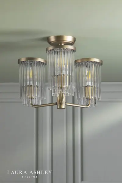 Hilcote 3 Light Antique Brass Semi Flush Fitting
