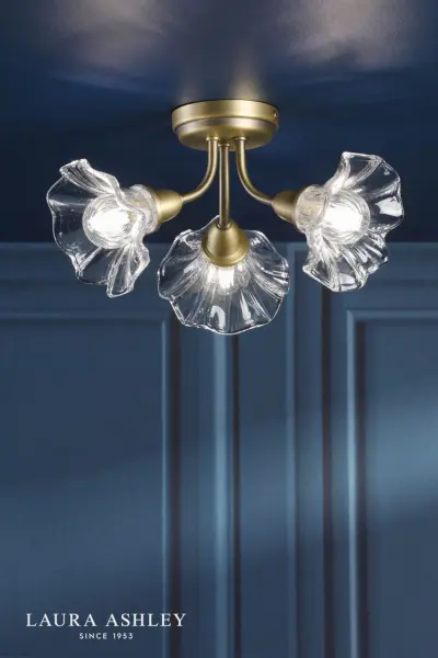 Kerswell 3 Light Antique Brass Semi Flush Fitting