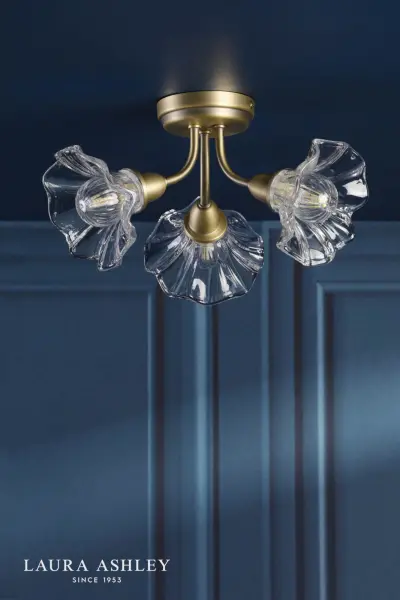 Kerswell 3 Light Antique Brass Semi Flush Fitting