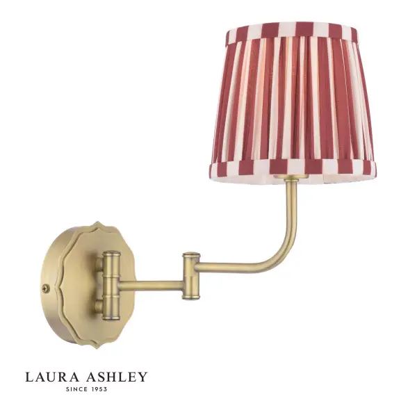 Denwick Antique Brass Wall Light C/W Red Shade