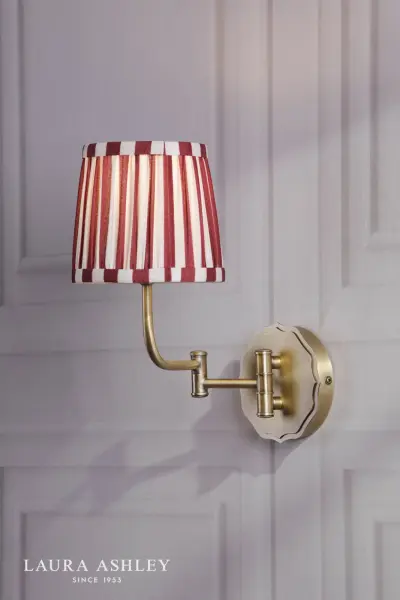 Denwick Antique Brass Wall Light C/W Red Shade