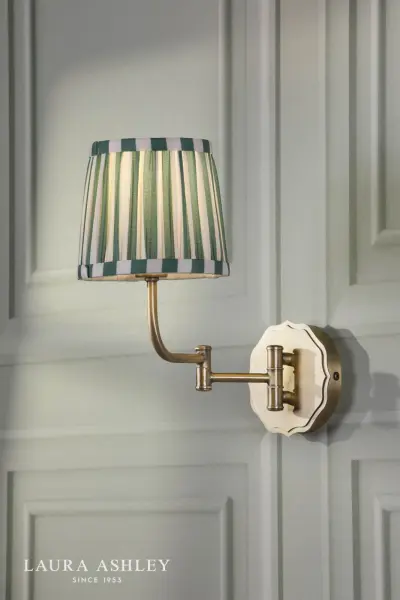 Denwick Antique Brass Wall Light C/W Green Shade