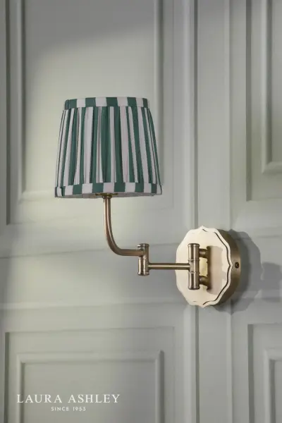 Denwick Antique Brass Wall Light C/W Green Shade
