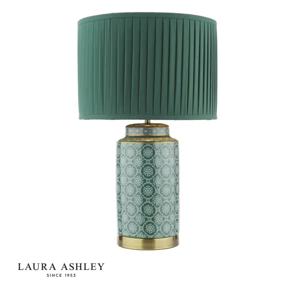 Knipton Antique Brass & Green Table Lamp C/W Shade