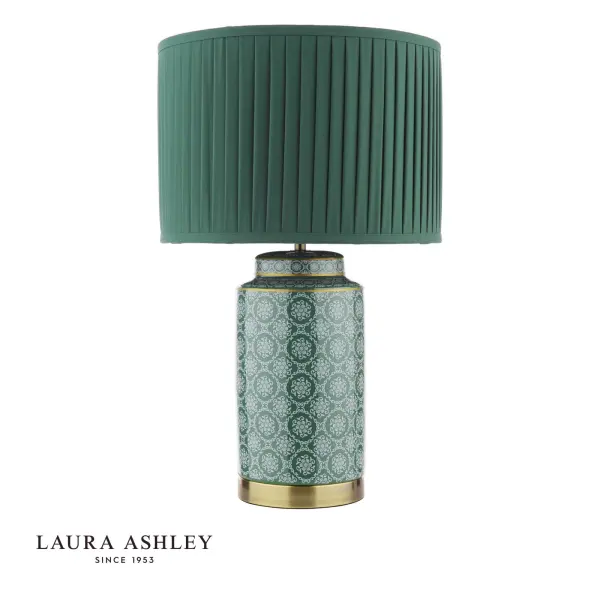 Knipton Antique Brass & Green Table Lamp C/W Shade