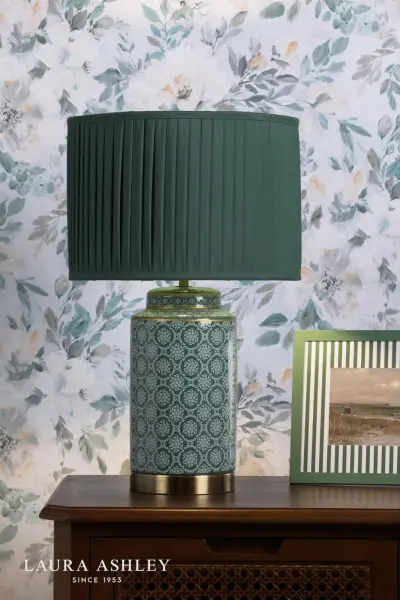 Knipton Antique Brass & Green Table Lamp C/W Shade