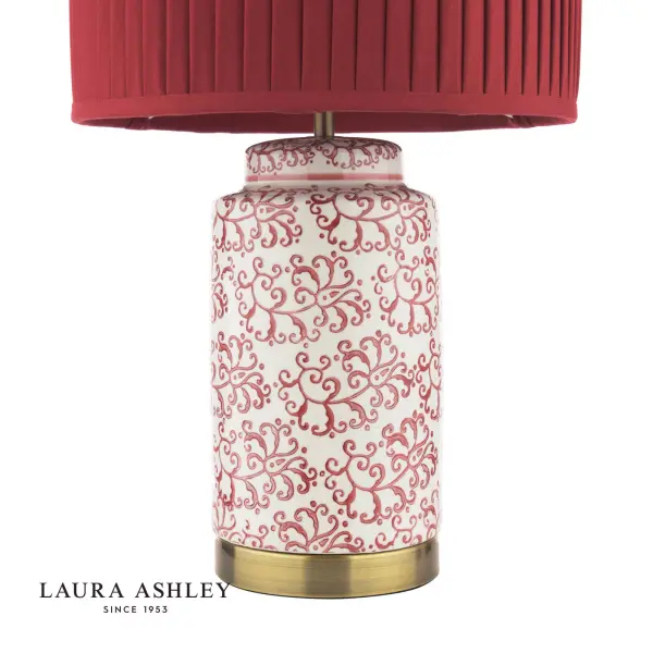 Knipton Antique Brass & Red Table Lamp C/W Shade