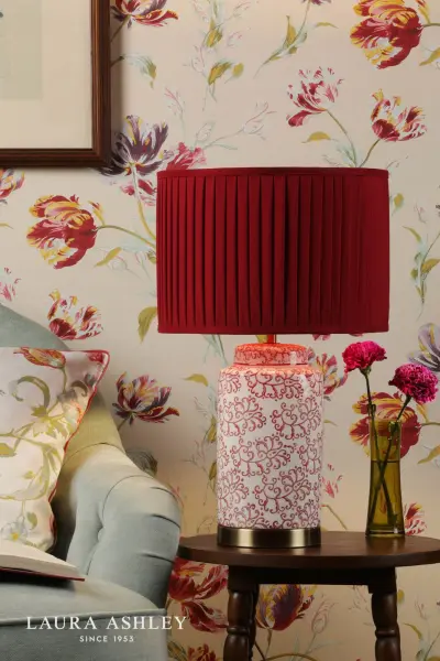 Knipton Antique Brass & Red Table Lamp C/W Shade