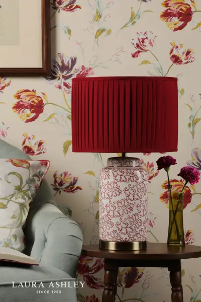 Knipton Antique Brass & Red Table Lamp C/W Shade