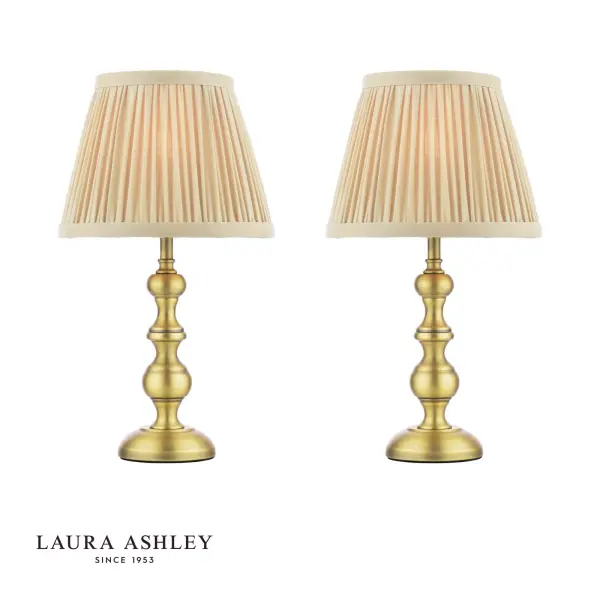 Ezra Twin Pack Antique Brass Table Lamps C/W Shade