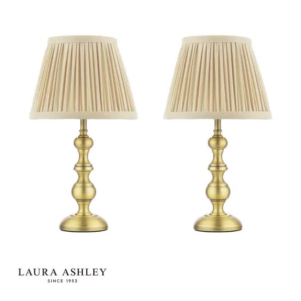 Ezra Twin Pack Antique Brass Table Lamps C/W Shade