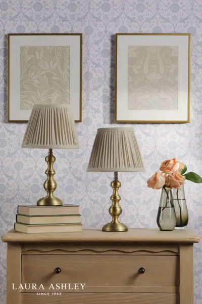 Ezra Twin Pack Antique Brass Table Lamps C/W Shade